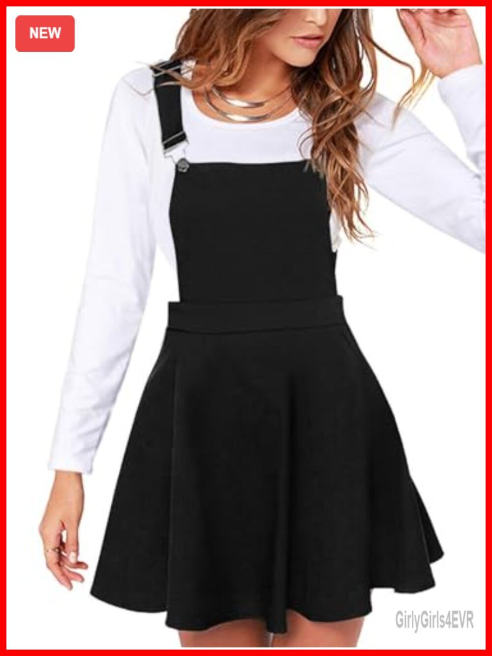 Pleated Mini Pinafore Overall Dress High Waist Suspender Skirt
